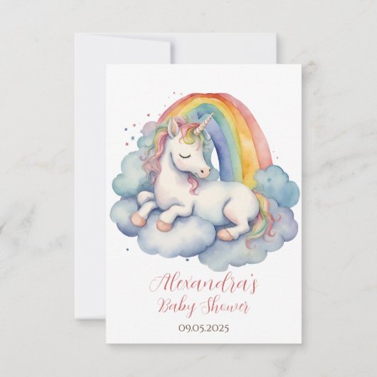 ベビーユニコーン女の子の赤ちゃんシャワーありがとう サンキューカード (裏面)