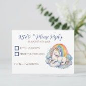 ベビーユニコーン男の子の赤ちゃんシャワー 出欠カード (スタンド正面)