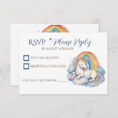 ベビーユニコーン男の子の赤ちゃんシャワー 出欠カード (正面/裏面)