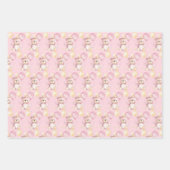 ベビーユニコーン、クマ、子猫ピンクの包み紙 ラッピングペーパーシート (正面3)