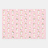 ベビーユニコーン、クマ、子猫ピンクの包み紙 ラッピングペーパーシート (正面2)