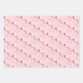 ベビーユニコーン、クマ、子猫ピンクの包み紙 ラッピングペーパーシート (正面)