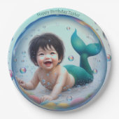 ベビーユニセックスマーメイドバブル ペーパープレート (正面)
