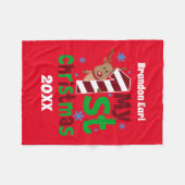 ベビーユニセックス初めてのクリスマスワードアート フリースブランケット (正面(横))