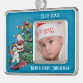 ベビーユニセックス第1回のクリスマスかわいいクリス シルバープレートフレームオーナメント (左)