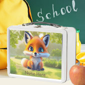 ベビーユニークキツネ野生動物漫画グラフィック メタルランチボックス