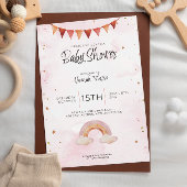 ベビーユニークシャワー招待状ピンクレインボー 招待状