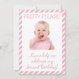 ベビーユーモアのあるガール2nd誕生日パーティの招待状 招待状