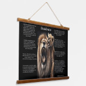 ベビーライオンは父親の首をかむ 吊り下げ型タペストリー (傾斜あり)