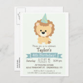 ベビーライオンキッドの誕生日パーティーの招待状 インビテーションポストカード (正面/裏面)