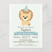 ベビーライオンキッドの誕生日パーティーの招待状 インビテーションポストカード (正面)