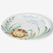 ベビーライオンキューブダスティブルーベビーシャワー ペーパープレート (アングル)