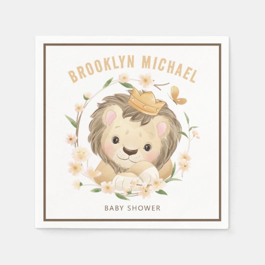 ベビーライオンキングお洒落ベビーシャワー スタンダードカクテルナプキン (正面)