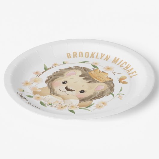 ベビーライオンキングお洒落ベビーシャワー ペーパープレート (アングル)