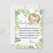 ベビーライオンキングサファリ動物ベビーシャワー サンキューカード (正面)