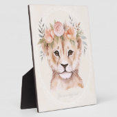 ベビーライオンクブウィズフラワークラウン子供部屋アート フォトプラーク (側面)