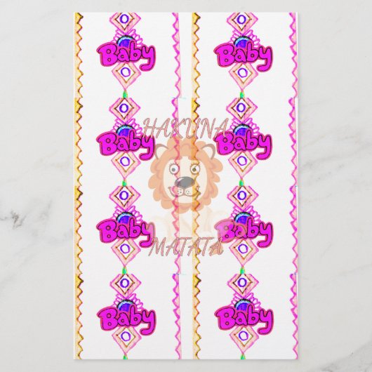 ベビーライオンクブハクナマタタグラフィックアート文字デッシュ 便箋 (正面)