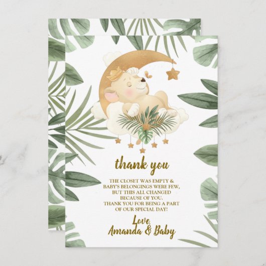 ベビーライオンサファリベイビーシャワーサンキューカード サンキューカード (正面/裏面)