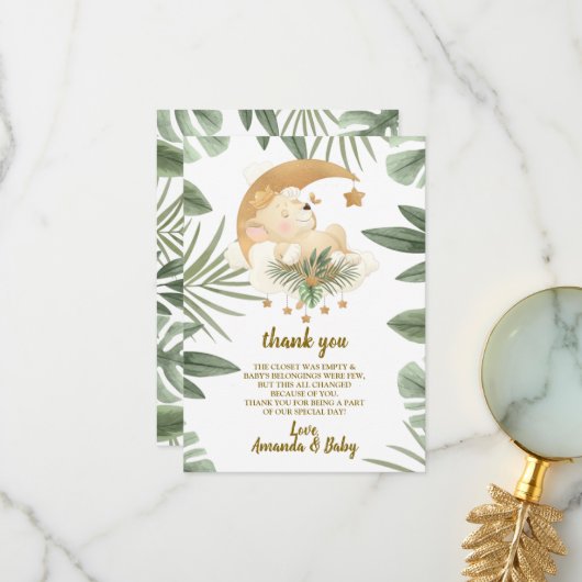 ベビーライオンサファリベイビーシャワーサンキューカード サンキューカード (正面/裏面インサイチュ)