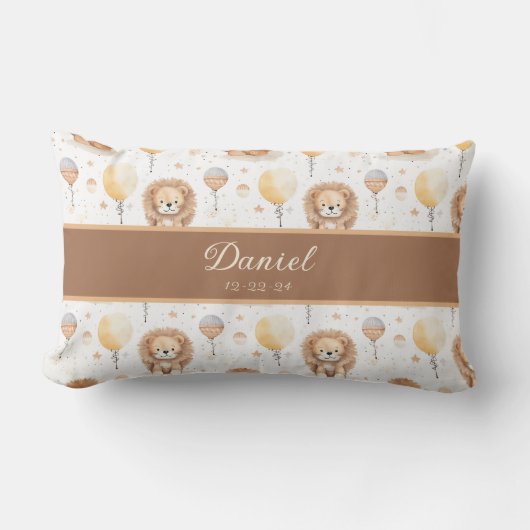 ベビーライオンパパーソナライズされたルム聖なる書物、 経典子供部屋 ランバークッション (正面)