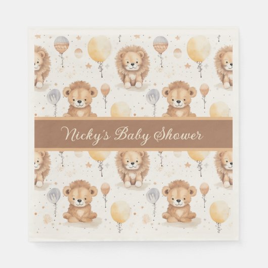 ベビーライオンベビーパーソナライズされたシャワー スタンダードランチョンナプキン (正面)