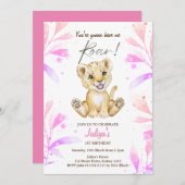 ベビーライオンローアベビーガール1st Birthday 招待状 (正面/裏面)