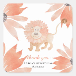 ベビーライオン水彩手絵を描形 スクエアシール