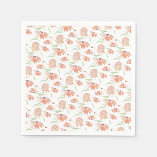 ベビーライオン水彩手絵を描形 スタンダードカクテルナプキン (正面)