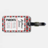 ベビーライダーレッドブラックパタアーガイルーンバッグラベル ラゲッジタグ (裏面横)