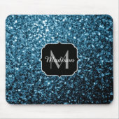 ベビーライトブルーフェイクグリッタースパークルスモノグラム マウスパッド (正面)