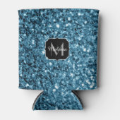 ベビーライトブルーフェイクグリッタースパークルスモノグラム 缶クーラー (正面)