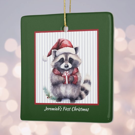 ベビーラクーン持ちギフト子供の初めてのクリスマス セラミックオーナメント