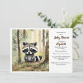 ベビーラクーン男女兼用赤ちゃんシャワー 招待状 (スタンド正面)