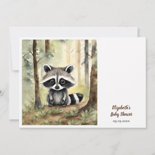 ベビーラクーン男女兼用赤ちゃんシャワー 招待状 (裏面)