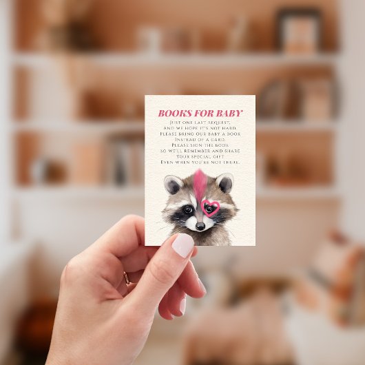 ベビーラクーン赤ちゃんシャワーブックリクエストのための本 エンクロージャーカード