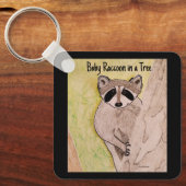ベビーラクーンin a Tree キーホルダー (正面)