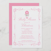 ベビーラトルエレガントガールベビーシャワー招待状 招待状 (正面/裏面)