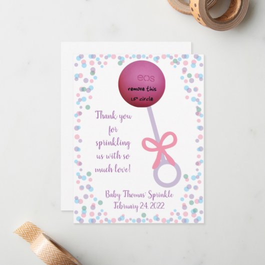 ベビーラトルシャワー/EOSを使用  ノートカード (正面/裏面インサイチュ)