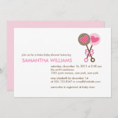 ベビーラトルズツインガールズベビーシャワー 招待状 (正面/裏面)