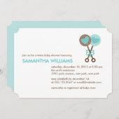 ベビーラトルズツインボーイズ赤ちゃんシャワー 招待状 (正面/裏面)