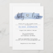 ベビーラパーソナライズされたブブルーホワイトボーイシャワー 招待状 (正面/裏面)