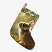 ベビーラビットワイルドライフポートレート パーソナライズされた スモールクリスマスストッキング (正面 (吊り時))