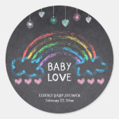 ベビーラブシャルボードハート&レインボーベビーシャワー ラウンドシール (正面)