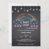 ベビーラブシャルボードハート&レインボーベビーシャワー 招待状 (正面)