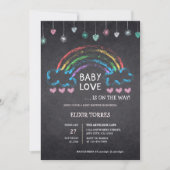 ベビーラブシャルボードハート&レインボーベビーシャワー 招待状 (正面)