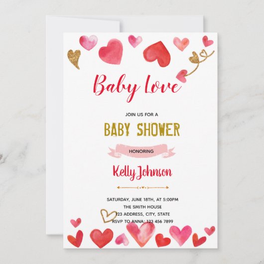 ベビーラブシャワーの招待 サンキューカード (正面)