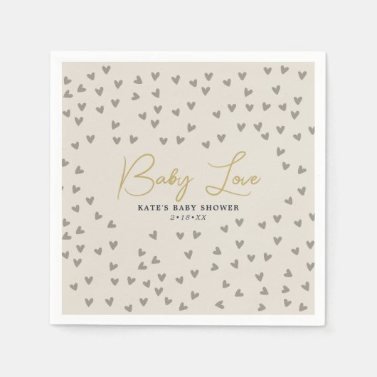 ベビーラブトープハート男女兼用ベビーシャワー スタンダードカクテルナプキン (正面)