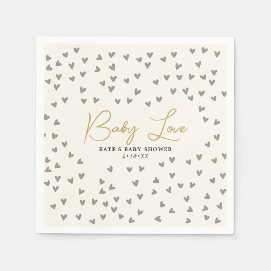 ベビーラブトープハート男女兼用ベビーシャワー スタンダードカクテルナプキン (正面)
