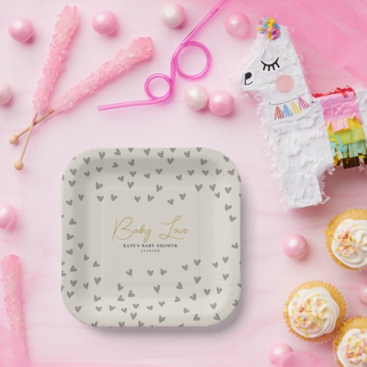 ベビーラブトープハート男女兼用ベビーシャワー ペーパープレート (パーティー)
