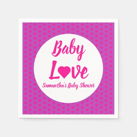 ベビーラブハートベビーシャワー スタンダードカクテルナプキン (正面)